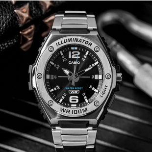 Casio 卡西欧YOUTH不锈钢表带钢铁之心黑色石英男表MWA-100HD-1A