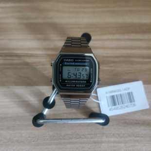 卡西欧CASIO男女防水复古反显小方块小金银手表A168WGG-1A/A158