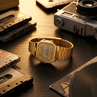 卡西欧 Casio邱泽同款小金表方块经典石英电子男款A168WG-9W