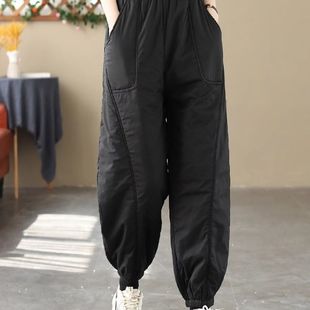 百搭保暖哈伦裤 夹棉加厚外穿棉裤 宽松休闲萝卜裤 新款 女2025年冬季