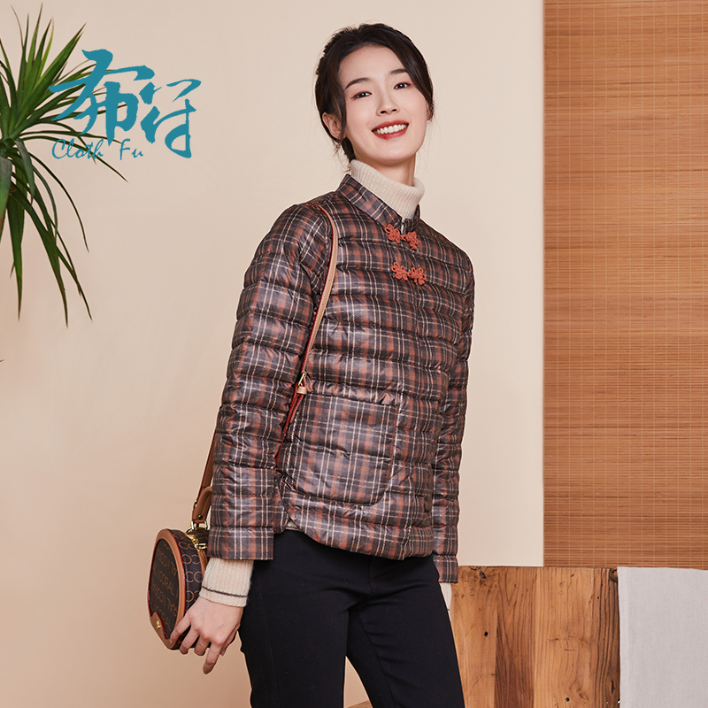 2022新款短款布符羽绒服原创