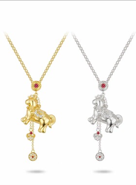 新款马年钱多多满钻小马流苏项链女本命年马上来财轻奢百搭锁骨链