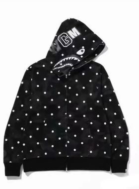 ZZM STUDIOS  B家同款 波点鲨鱼男女同款连帽拉链卫衣