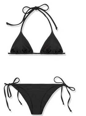 性感纯色复古格子格纹印花可爱少女海滩度假小胸三角式比基尼女士