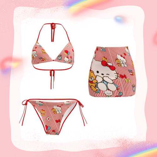 2025新款可爱卡通比基尼泳衣辣妹