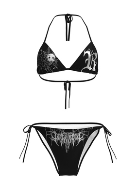 暗系列欧美性感比基尼泳衣女小胸绑带聚拢显大分体泳装泳装内衣女