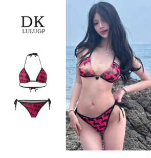 套装 粉红兔DK美式 多巴胺辣妹原创少女度假复古潮牌比基尼性感泳装
