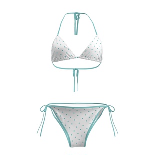2026新款天蓝色波点比基尼两件套女分体绑带泳衣海边度假沙滩泳装