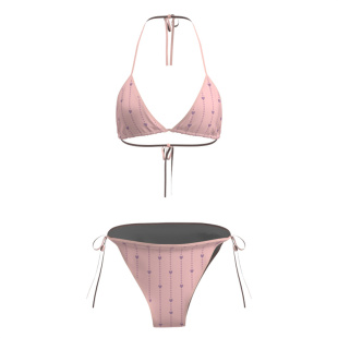 少女辣妹甜美粉色爱心比基尼内衣两件套女分体绑带泳衣沙滩海边夏