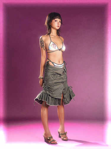 印花性感撞色Y2K绑带辣妹比基尼