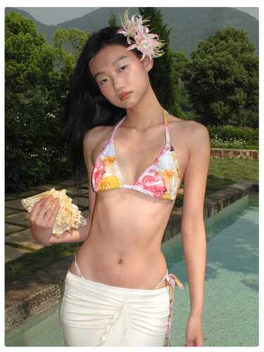 热卖民族风印花绑带现货比基尼