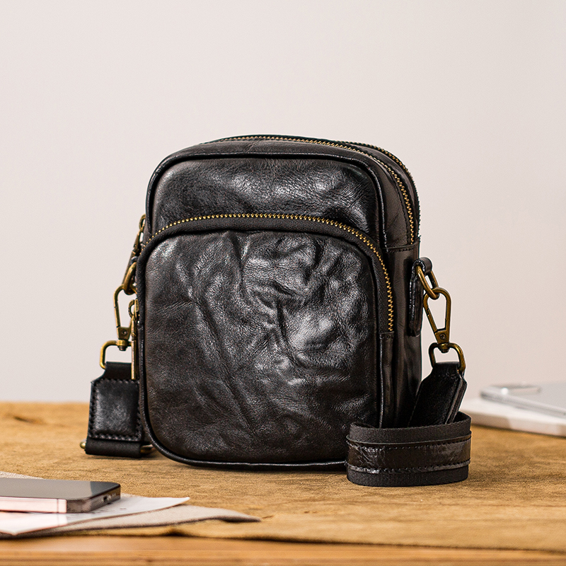 后步简约手机包休闲通勤单肩包男