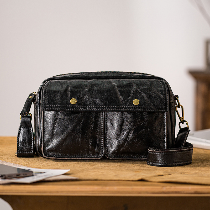 后步复古真皮邮差包休闲斜挎包男