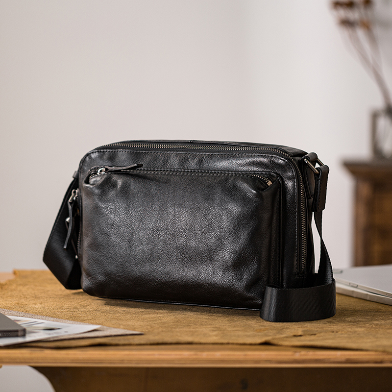 后步真皮单肩包百搭通勤斜挎包男