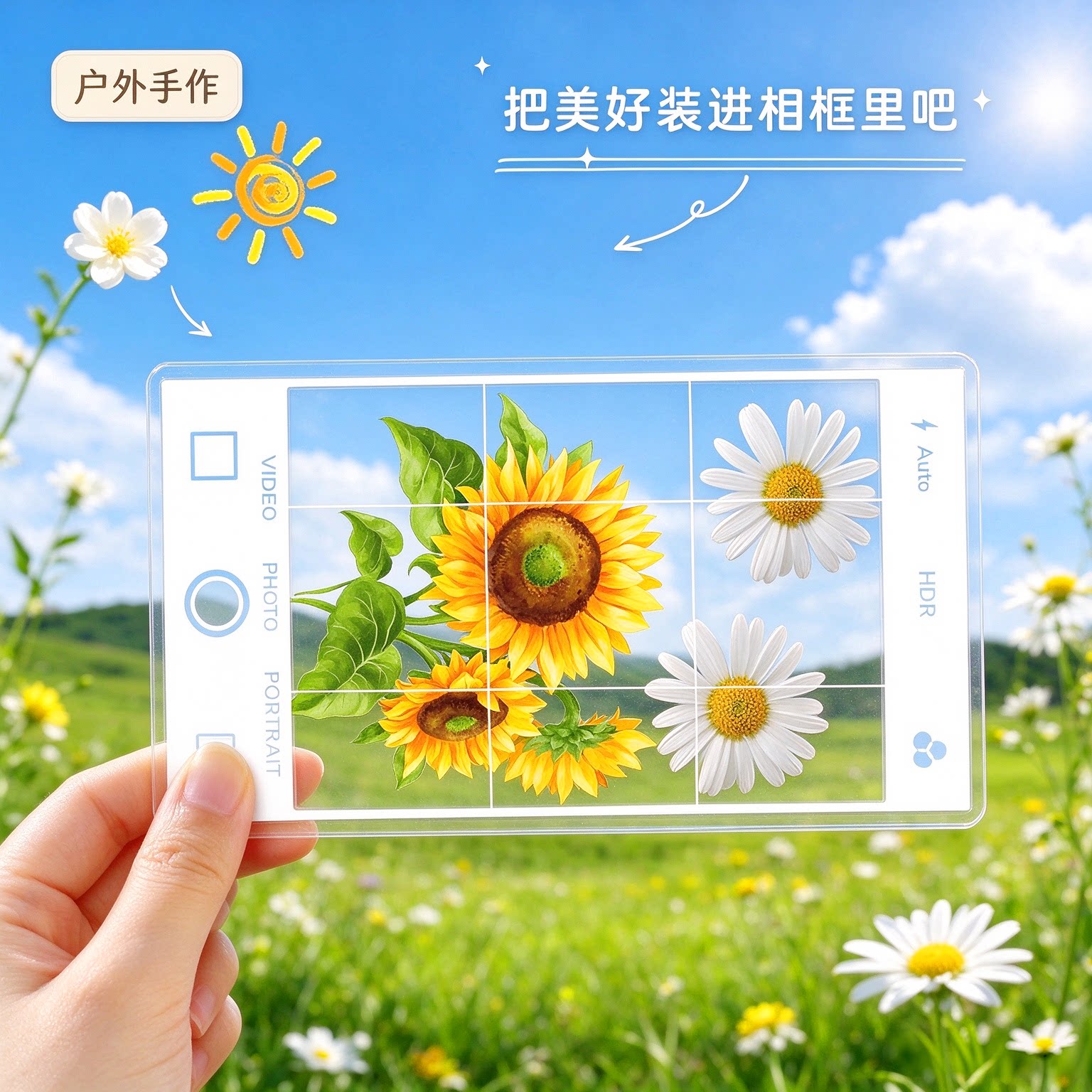 DIY透明压花落叶标本相框书签
