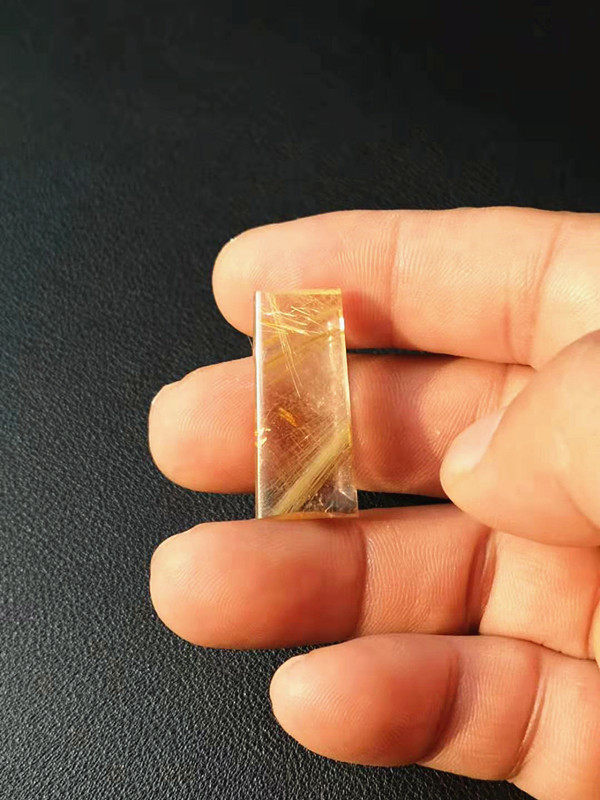 中国水晶矿石天然钛晶金发晶无事牌吊坠挂件 31×14×7mm 5.8g