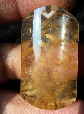 中国水晶矿石天然钛晶金发晶顺发无事牌吊坠 42×25×13mm 25g