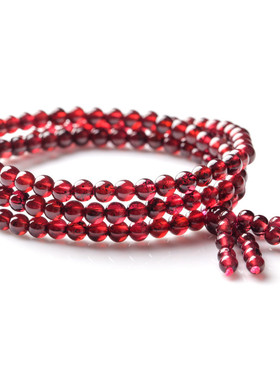 水晶橙色石榴石佛珠手链