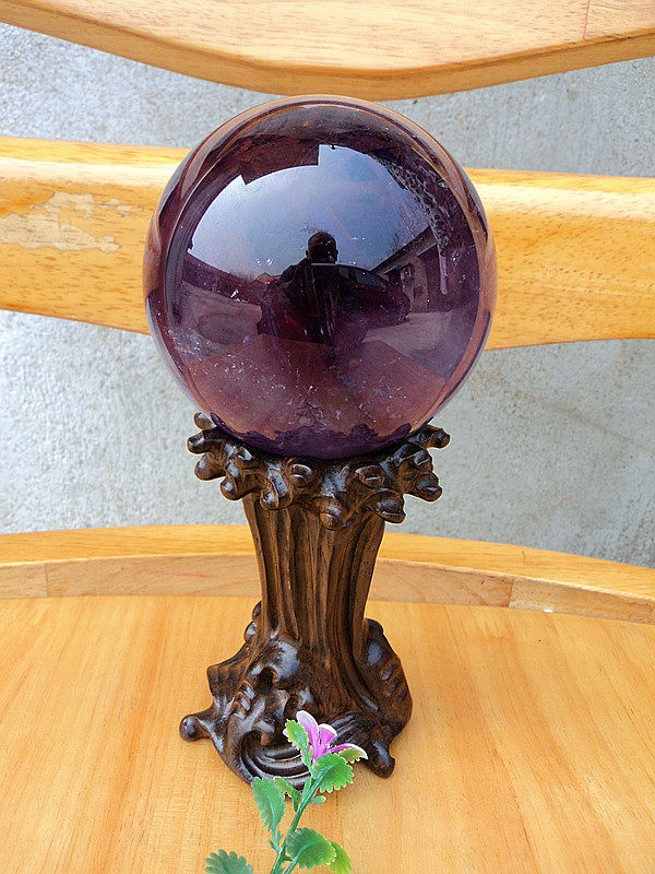 中国水晶矿石天然紫水晶球摆件86mm