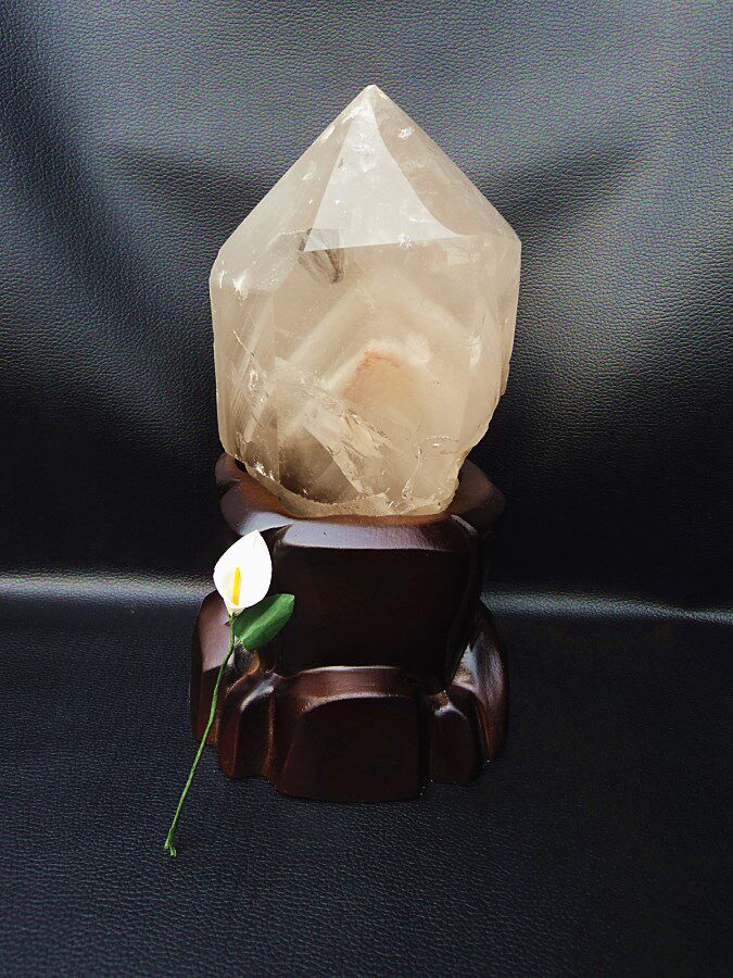 中国水晶矿石天然绿幽灵金字塔千层山水晶柱230&times;105mm