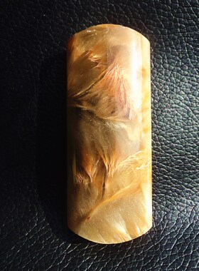 水晶矿石天然钛晶金发晶兔毛发无事牌吊坠68×29×13mm50.08g