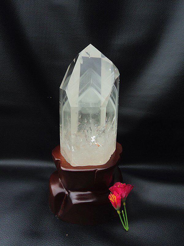 水晶矿石天然绿幽灵金字塔白银山水晶柱230&times;70*70mm净高170mm