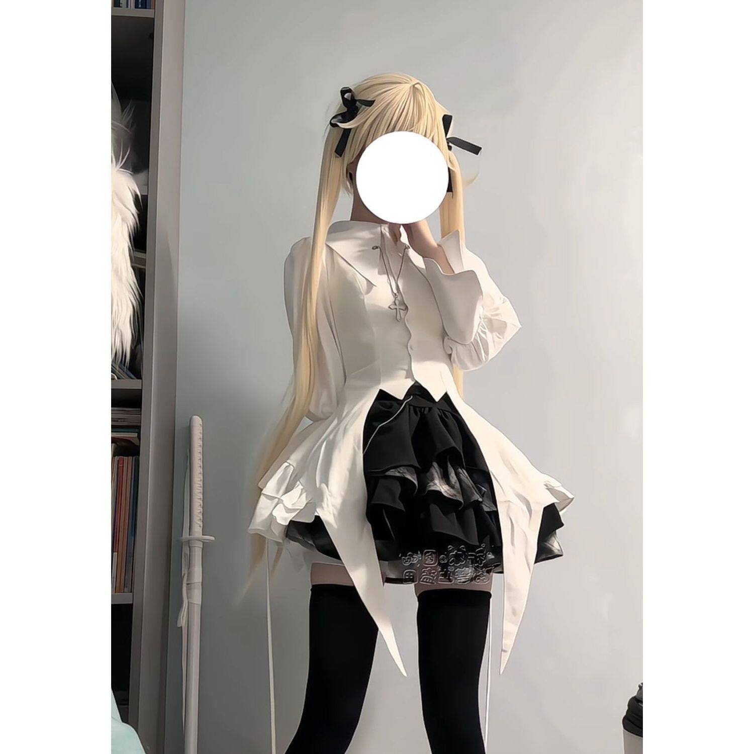缘之空 春日野穹cos穹妹哥特洋装可爱制服套装上衣+蓬蓬裙两件套