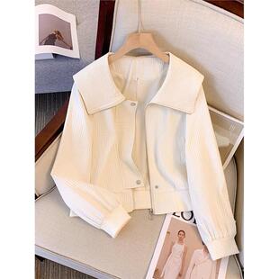 今年流行漂亮娃娃领棒球服 爆款 绿色小香风短外套女春秋季 2025新款