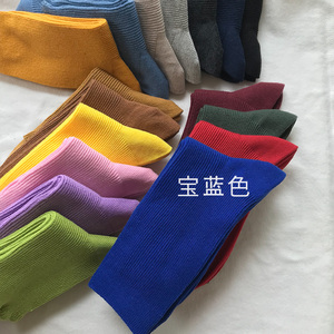 袜子女中筒袜ins潮夏天薄款彩色堆堆袜纯棉网红糖果色纯色长筒袜