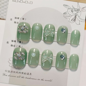 纯手工穿戴甲小众假指甲手指美甲中国风自粘穿戴甲短款轻奢古风