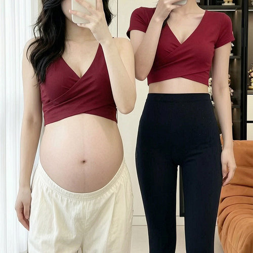 孕妇夏季速干短袖普拉提瑜伽套装