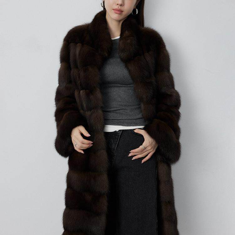 高端紫貂皮草外套女2025新款秋冬显瘦百搭环保水貂大衣长款高级感