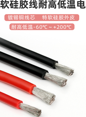 耐高温特软硅胶线1234 5 6 7 8 9 10 12 14 18 24AWG航模高温电线