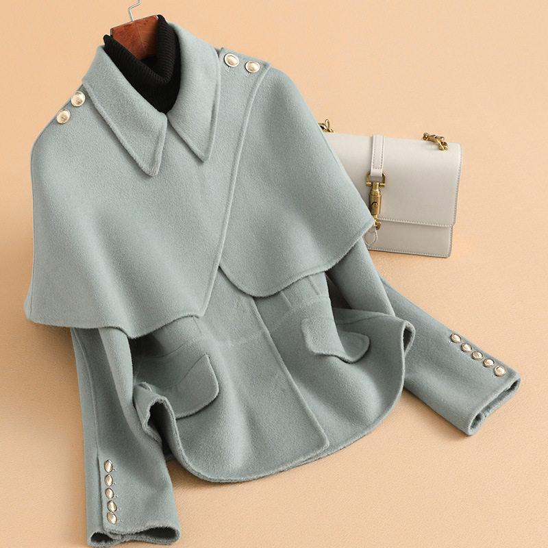 海宁2025年秋季新款双面羊毛大衣短款大衣女小个子高级感呢子大衣,女装/女士精品,毛呢外套,淘宝优惠券,粉丝福利购,淘宝优惠卷