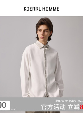 KOERRL 马拉拉针织+衬衫拼接反做条纹内衬假两件纽扣开衫