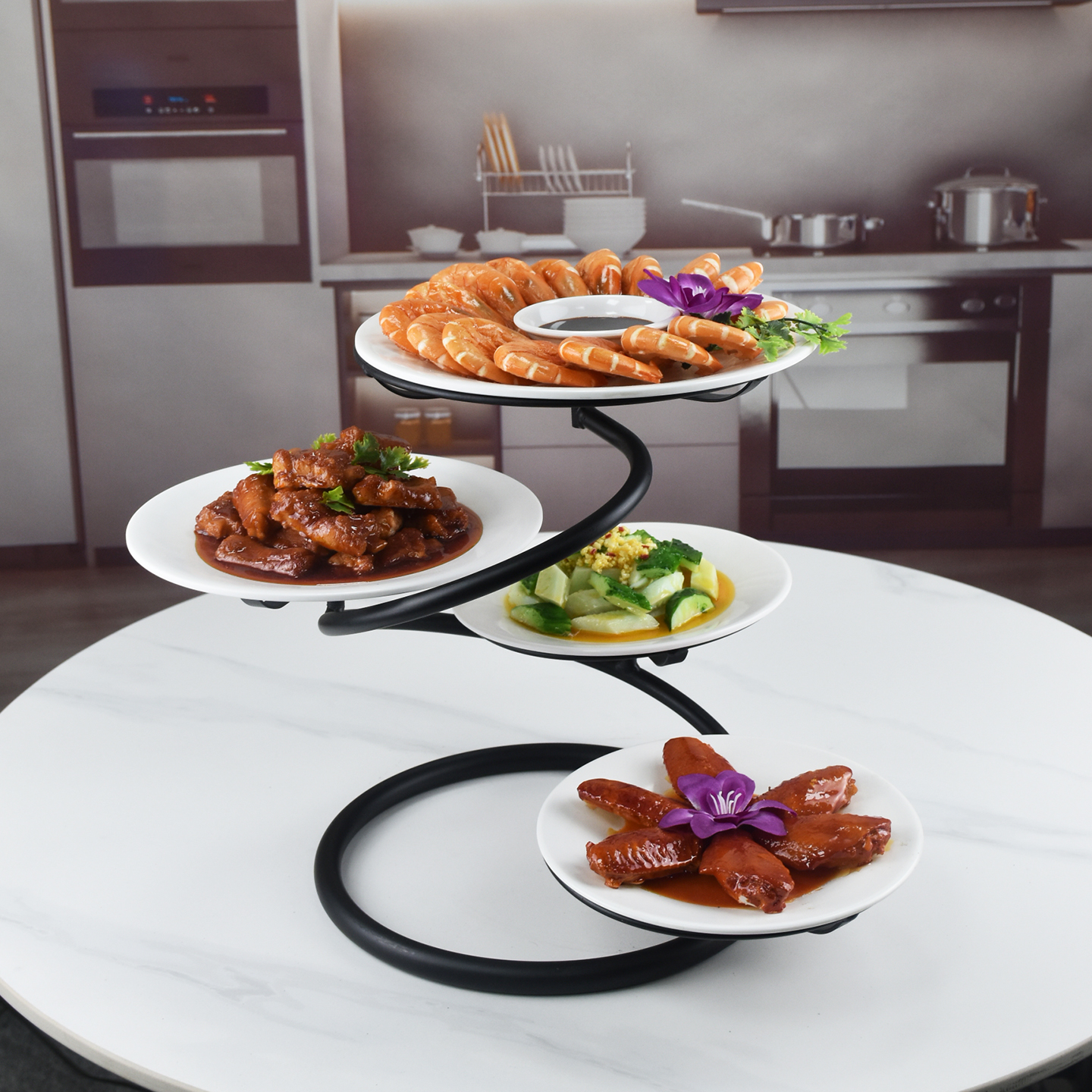 嘉欣运餐桌菜盘架铁艺加粗省空间