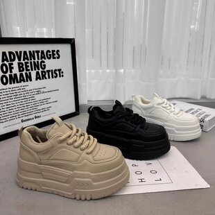 欧洲站小白鞋女2025四季新款加绒厚底休闲运动鞋内增高黑色老爹鞋