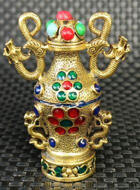 仿古铜铸鼻烟壶民间特色手工艺摆件古董收藏老物件复古壶