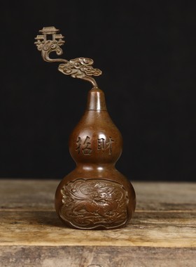 纯铜葫芦摆件八卦麒麟貔貅葫芦黄铜开口开盖空心家居客厅工艺品