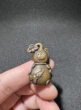 纯铜招财葫芦形挂件汽车钥匙扣挂件复古铜雕装饰品