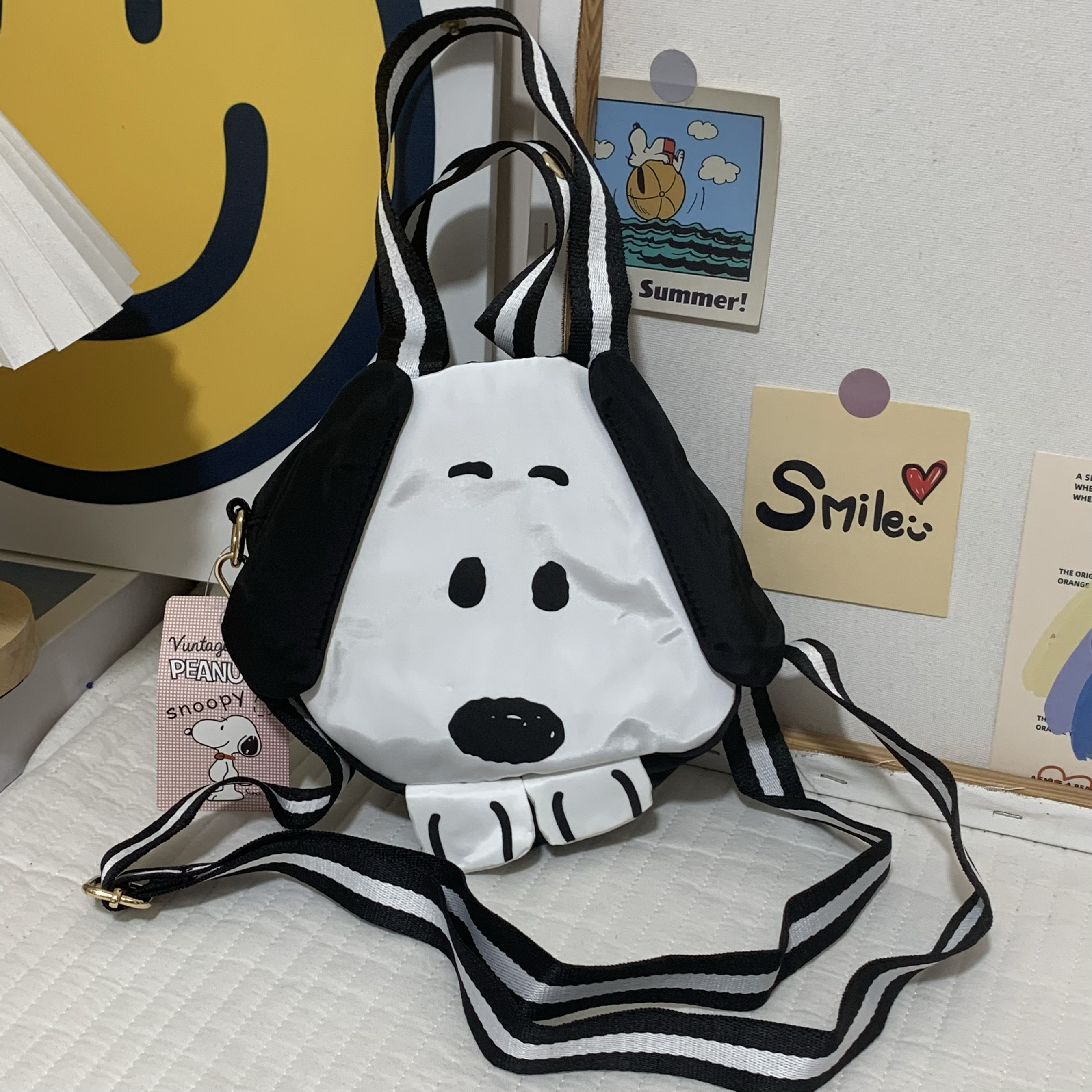 HiJudy可爱史努比卡通双肩包女学生书包大容量旅行背包