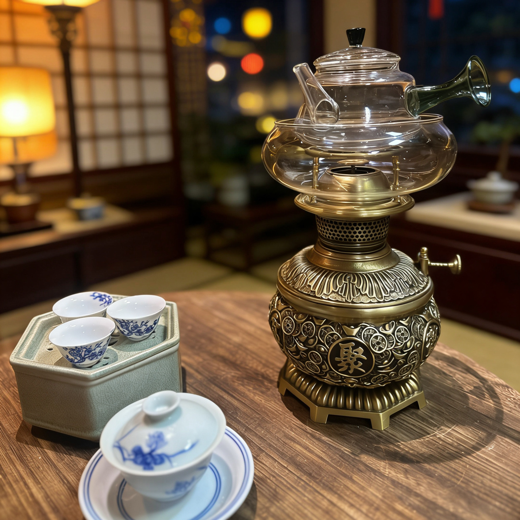 潮汕功夫茶具茶炉复古老式酥油煮茶灯潮汕空气灯烧水茶炉茶灯铜灯