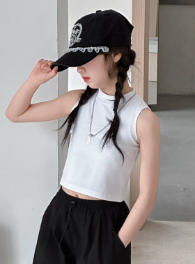 女童修身背心黑色外穿