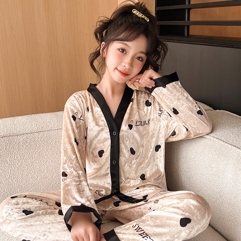 女童韩版金丝绒秋冬高级感家居服