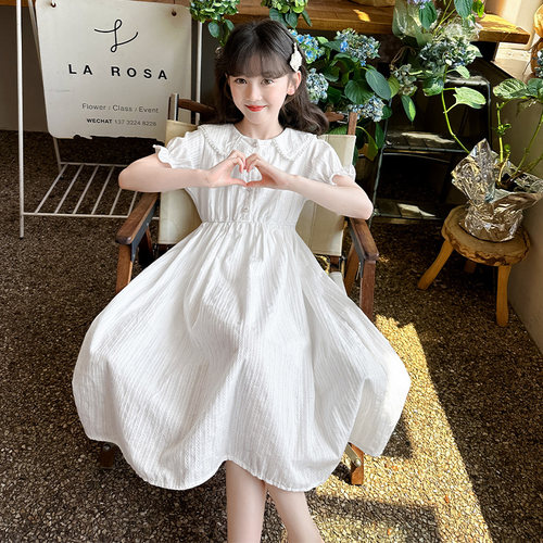 夏季白色女孩纯棉洋气公主裙子潮