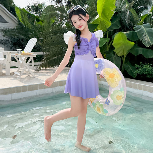 女童夏季薄款速干甜美连体泳衣