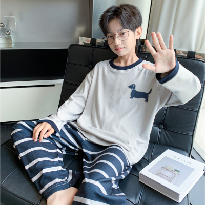 男童德绒睡衣套装秋冬保暖家居服