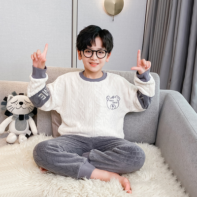 洋气休闲法兰绒秋冬收袖口家居服