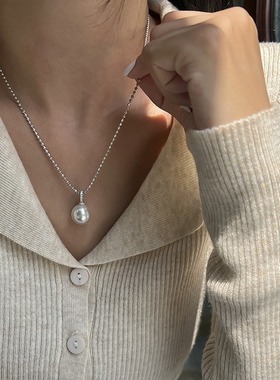 莹润澳白色水晶珍珠万能扣闪珠项链轻奢小众毛衣链女