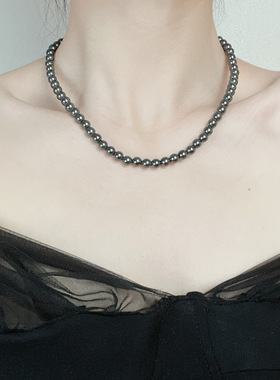 黑珍珠项链气质高级感锁骨链